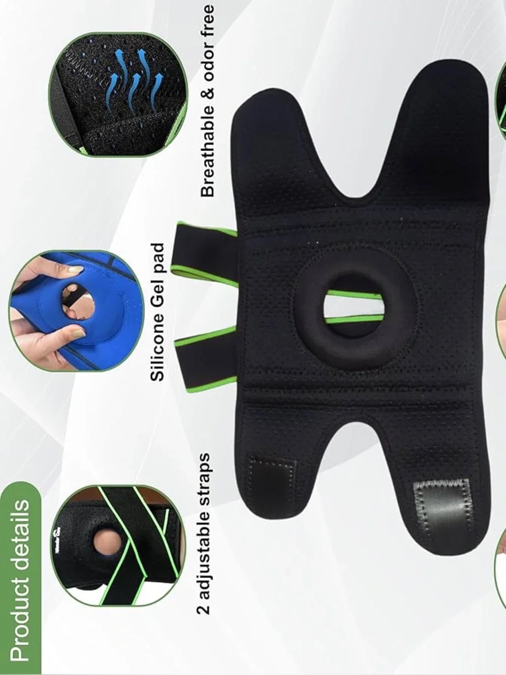 Bodyprox Knee Brace Support w/ Straps & Stabilizers Adjustable Blue/Black